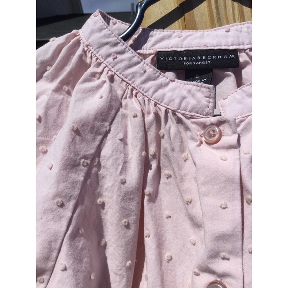 Victoria Beckham for Target size large girls pink blouse button up Swiss dot L - Picture 4 of 11